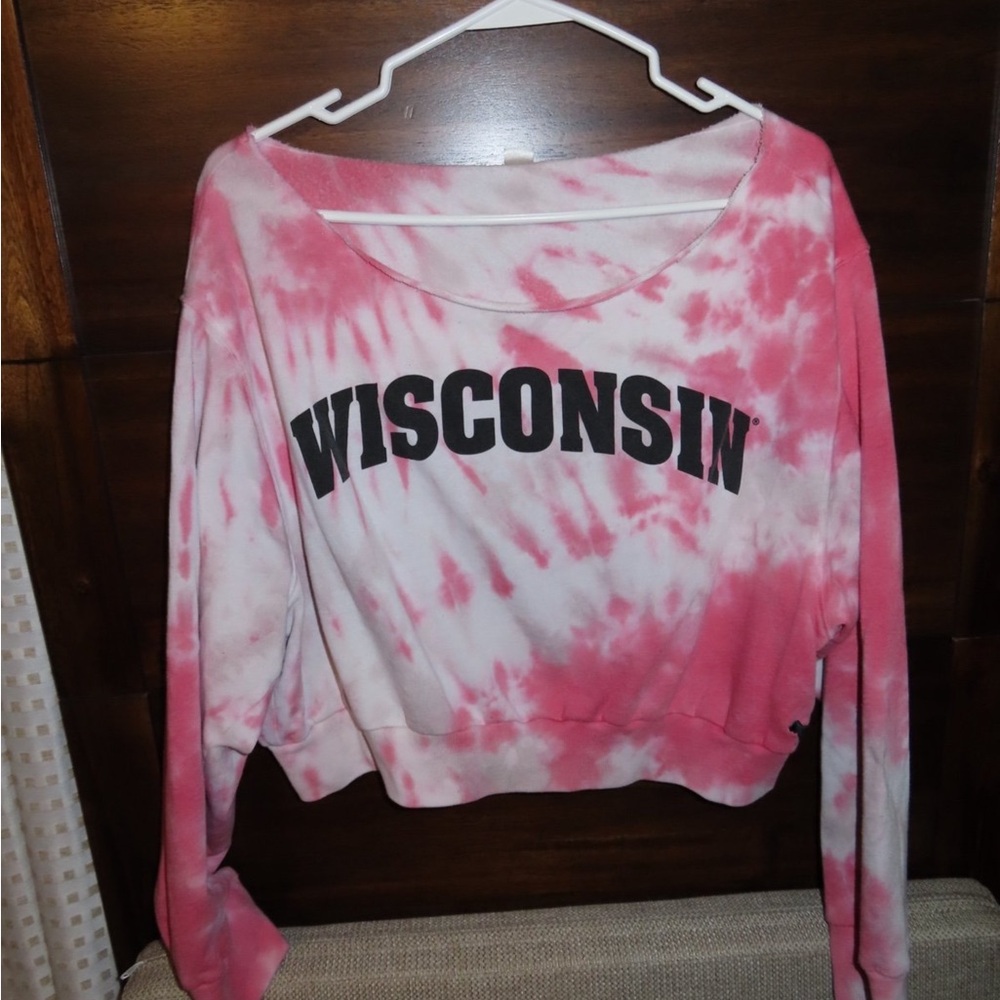 PINK Victoria's Secret Pink Tie-Dye Wisconsin Sweatshirt